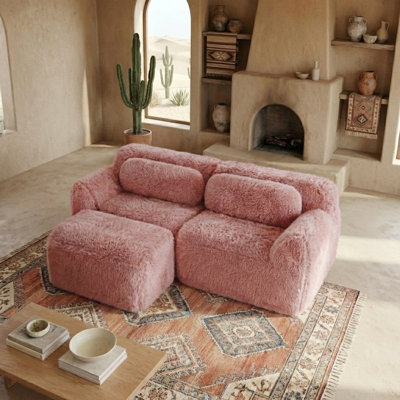 80Inch Sectional Couches for Living Room Boneless Sofa Couch with Back Cushion 32D High Density Sponge Deep Seat for Bedroom, Apartment,No Assembly Required