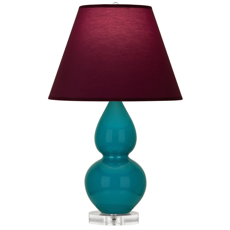 Petite lampe d'appoint à double gourde, Prune / lavande, Paon