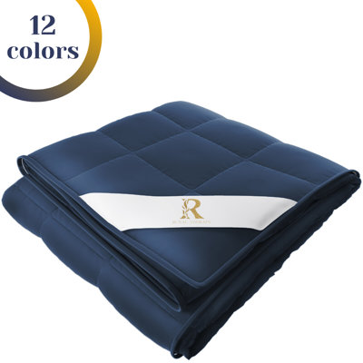 Couverture lestée Royal Therapie - Couvertures épaisses 100% coton avec perles de verre de qualité supérieure (80 po x 87 po 25 lb, cuir Texas), convient à deux personnes (~ 100 à 200 lb) - Utiliser sur un grand / très grand lit