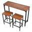 Table de bar, ensemble de tables de bar 3 pièces 47 po, tables de bar et ensemble de chaises à bords arrondis, table de pub rectangulaire avec deux tabourets pour bureau, coin déjeuner, mini-bar, brun rustique, noir