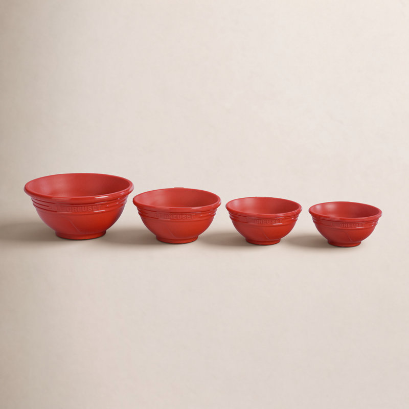 Le Creuset Silicone 4 Piece Prep Bowl Set, Cerise