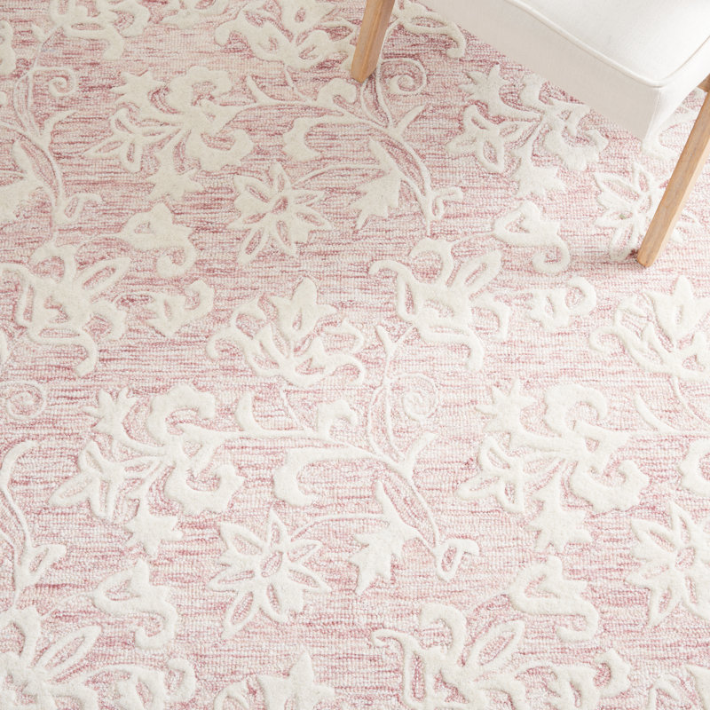 Tapis floral en laine et coton touffeté à la main Metro, Rectangulaire 8 pi x 10 pi