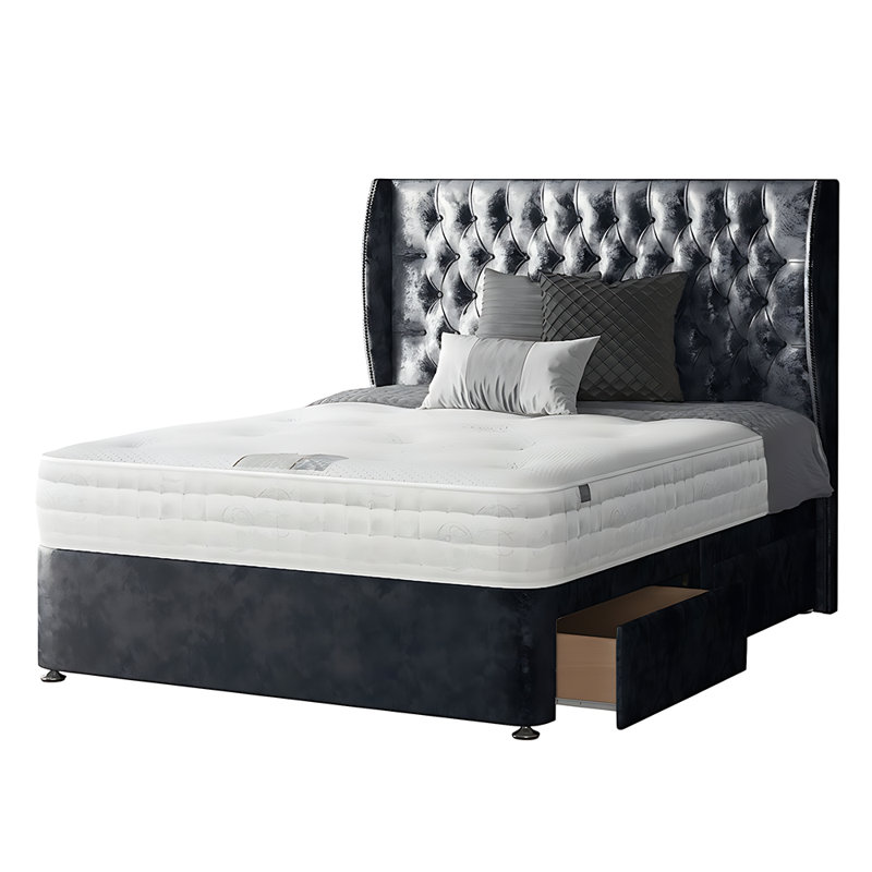 Mandalay Divan Bed Base, Kingsize, Cream, 2 Foot-End Drawers