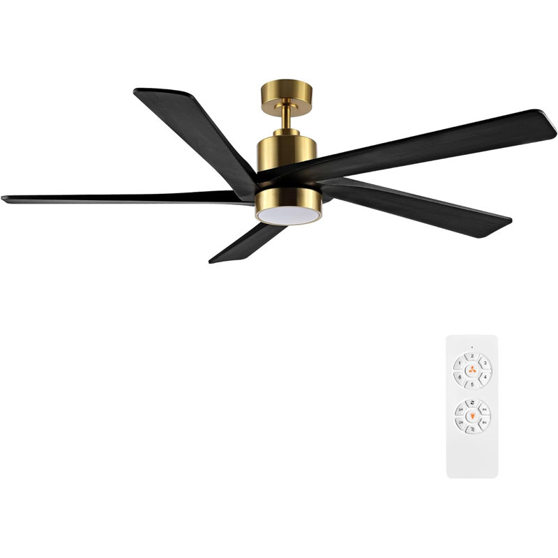 Krishona 54'' Ceiling Fan with LED Lights, Gold with Black Blades