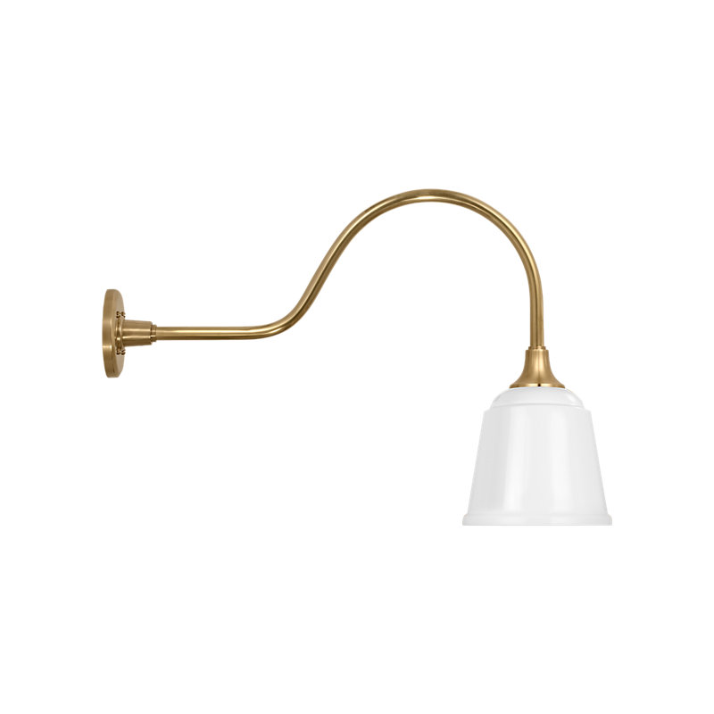 Thomas O'Brien 1 - Light Outdoor Barn Light, 18" H x 8" W x 26.5" D, Hand-Rubbed Antique Brass, White