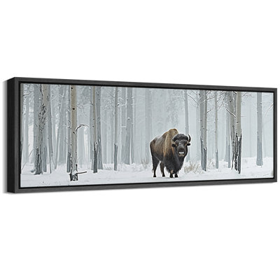 Cow " Majestic Bison In Winter Wonderland Rustic Retro Art Decor Extra Large Artwork Pictures "
