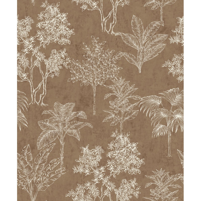 Zen Floral Paper Metallic Wallpaper Roll, Beige