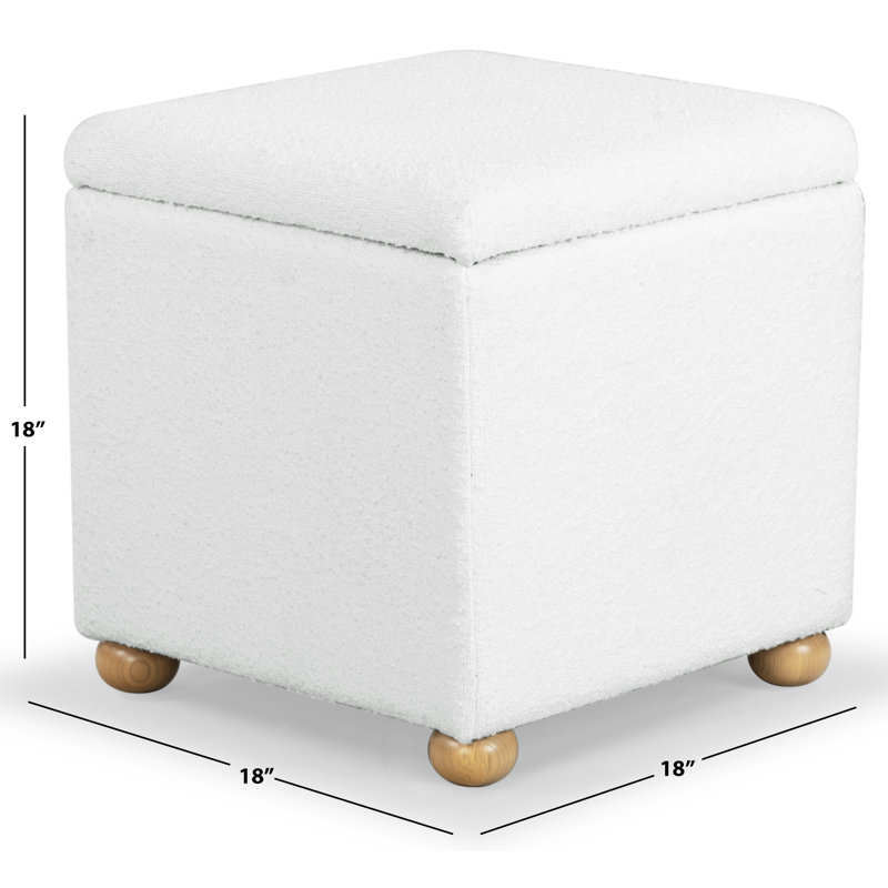 Becka Square Boucle Storage Ottoman, Ivory Boucle