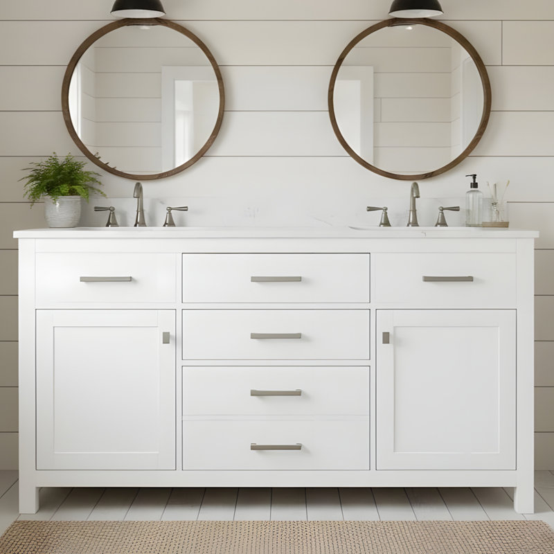Meuble-lavabo autoportant avec 2 lavabos supérieurs, 60"