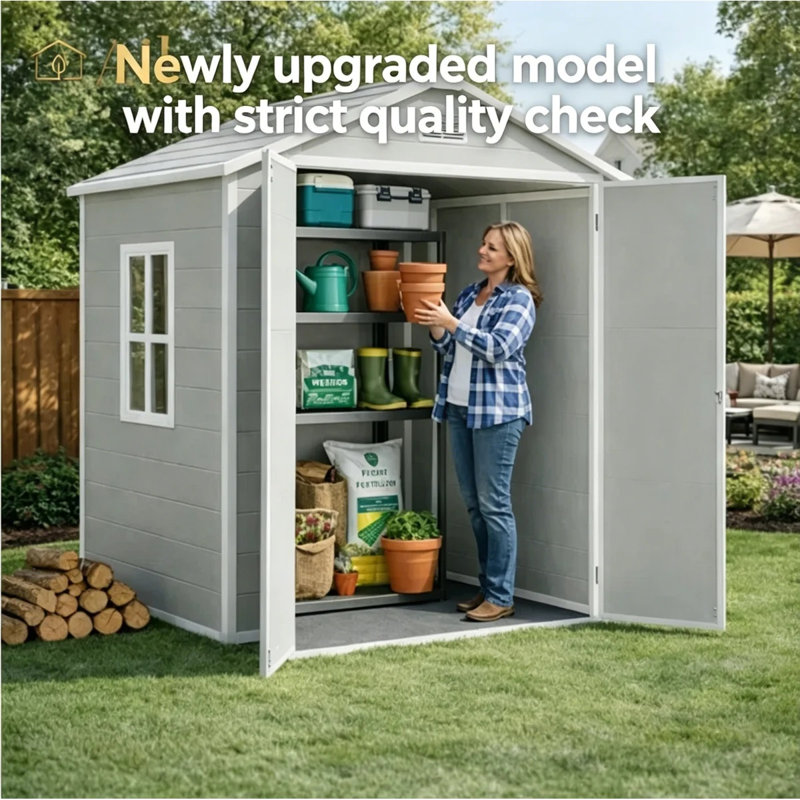 5.7'H Outdoor Resin Storage Shed, 6'W*4'D