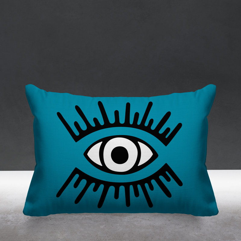 Coussin intérieur / extérieur Miranda Evil Eye, Turquoise