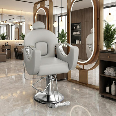 Professional Barber Chair with Heavy Duty Hydraulic Pump - 360° Swivel & Reclining Salon Chair for Hair Stylists, Home Barbershop & Spa Shampoo Bowl | Durable and Adjustable (Black)