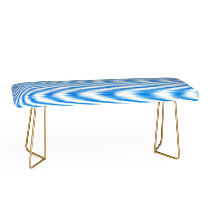 Ninola Polyester Upholstered Bench, Blue/Abstract