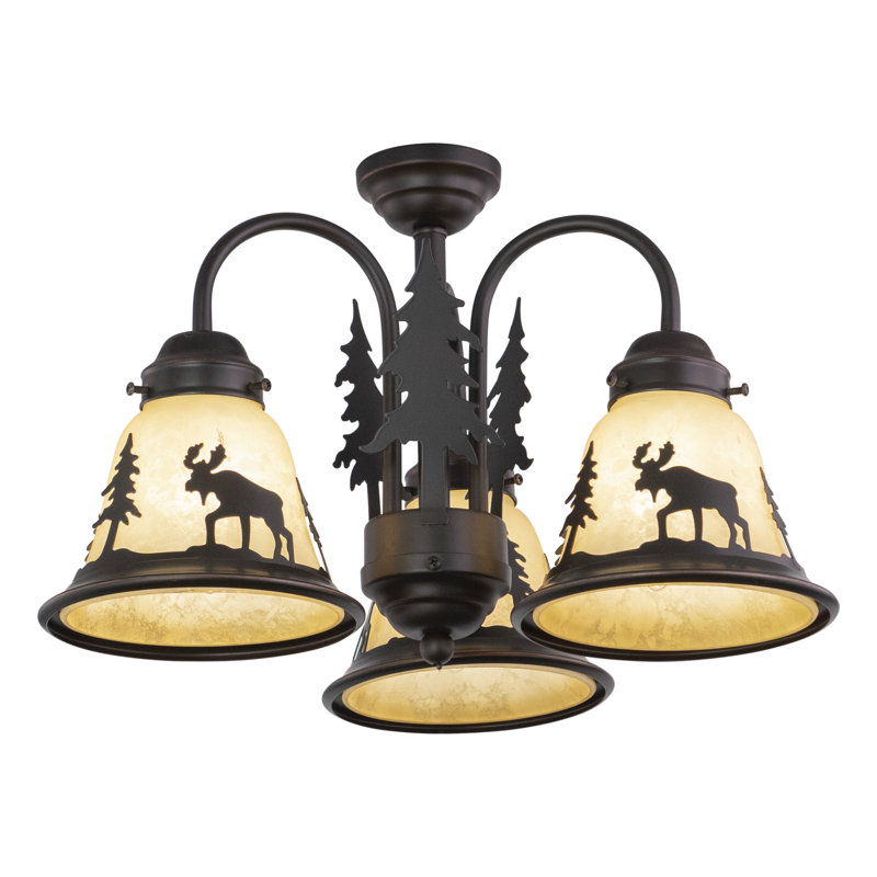 Kynslea 3 - Light Dimmable Wagon Wheel Chandelier, Moose