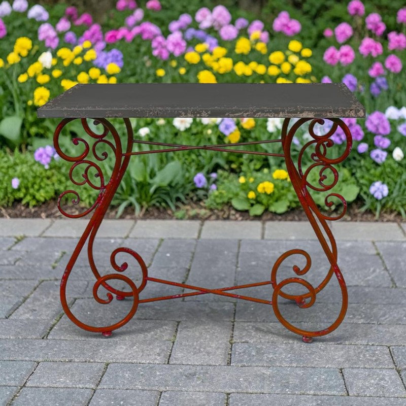 36x18.3in Noeline Rectangular Iron Table, Red / Black