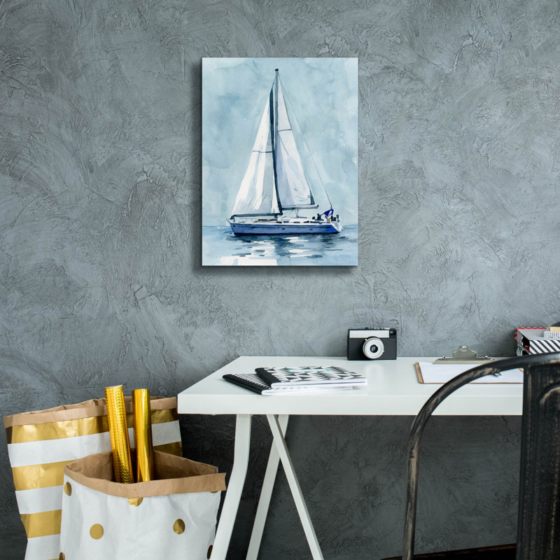 Toile épique Graffiti «Lone Sailboat 1» par Emma Caroline, 12 po x 16 po