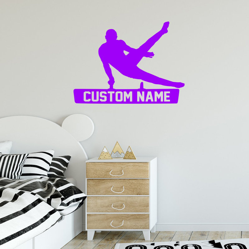Adhésif décoratif Trinx Gymnastic avec nom personnalisé - CS44, Violet, H 13 po x l 17 po