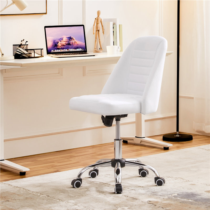 Modern Office Chair with Silver Chrome Base, White