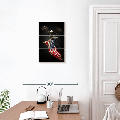 Eagle Flying With American Flag