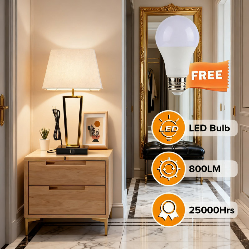 Ensemble de 2 lampes de chevet à contrôle tactile avec deux ports de charge USB, 3 lampes de table à DEL à intensité variable pour table de chevet, chambre à coucher, salon et bureau