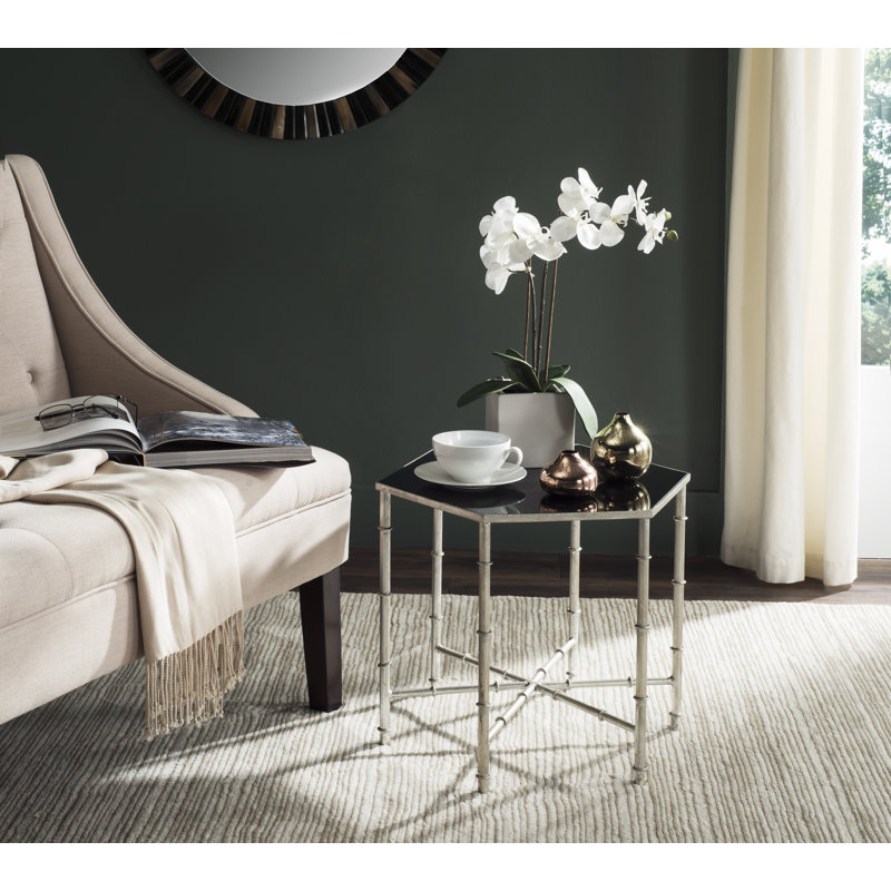Coquina Side Table, Silver, Silver/Black