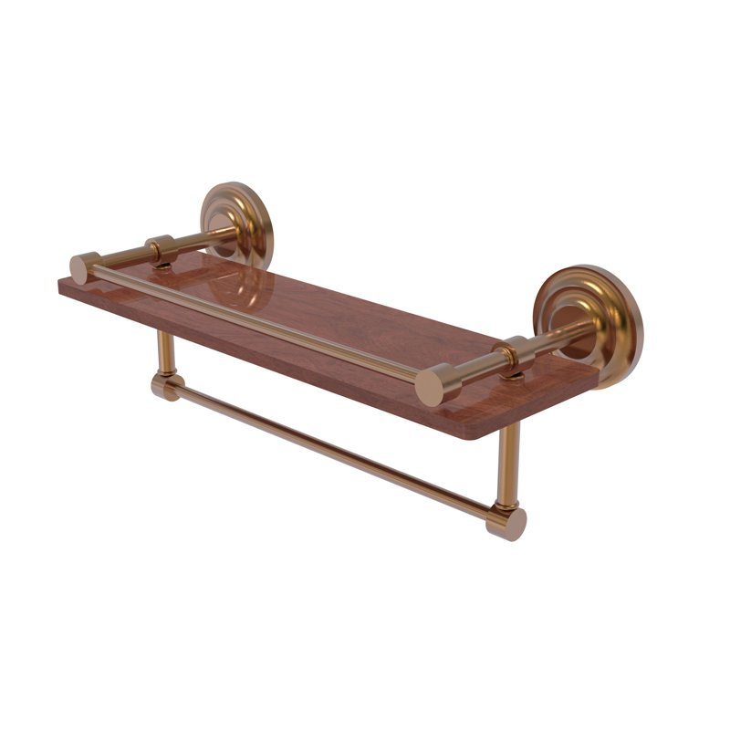 Leamore Bracket Shelf with Towel Bar, Brushed Bronze, 5" H x 16" W x 5" D