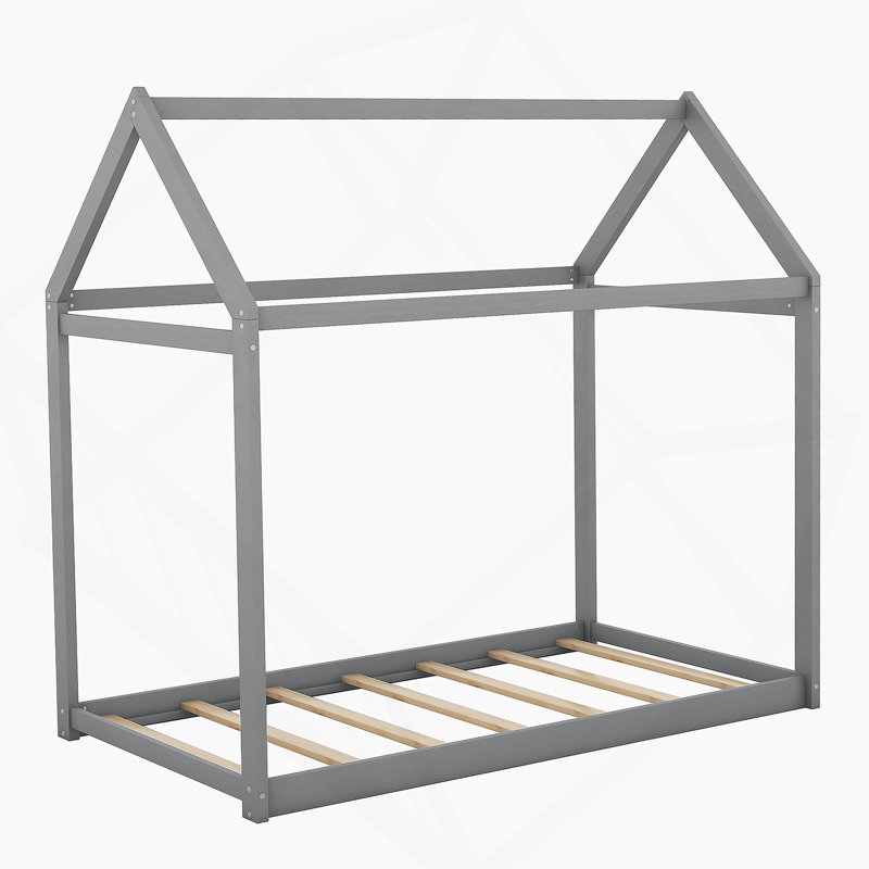 Lit maison en bois, Gris