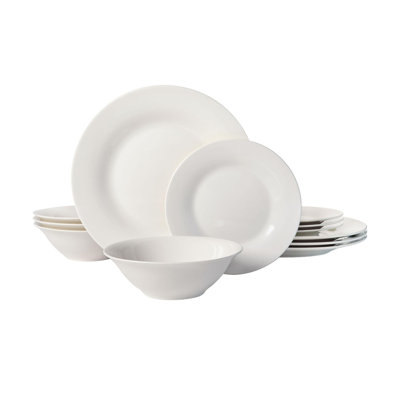 12 Piece Chip And Scratch Resistant Dinnerware Plates And Bowls Set