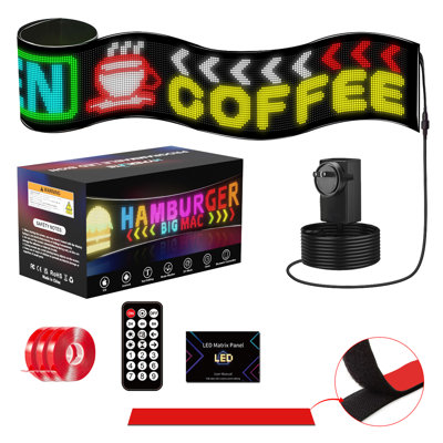 Programmable Scrolling LED Sign with App Control, Flexible Waterproof Digital Display for Storefront, Party and Event Decoration