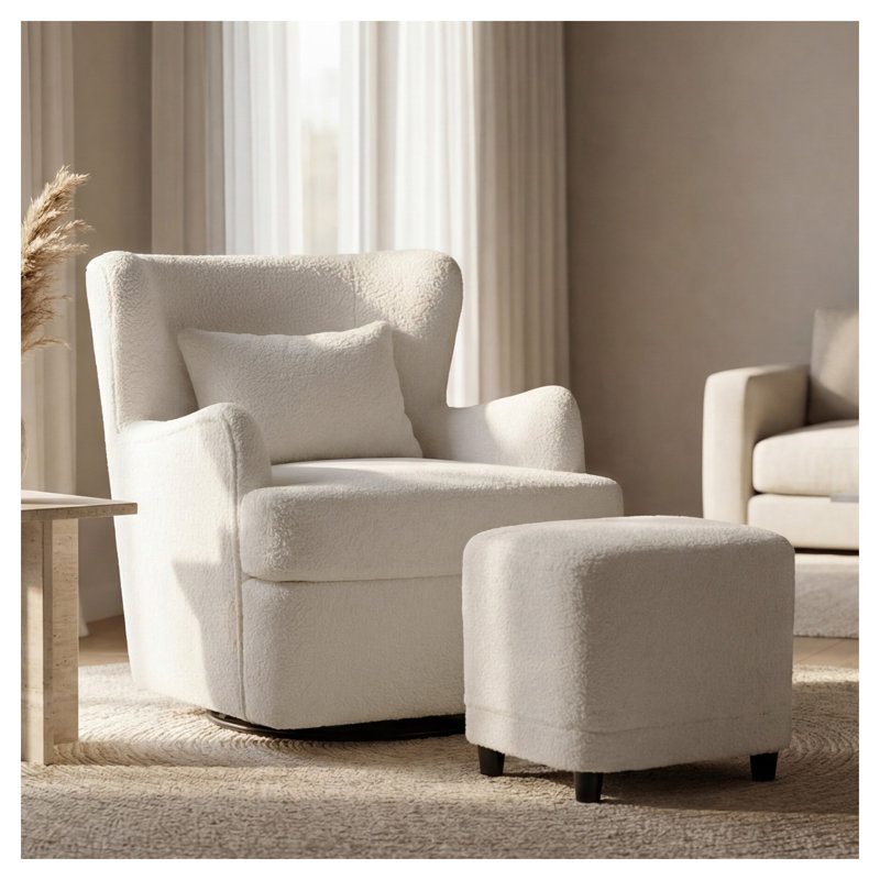 Fauteuil d'appoint pivotant à oreilles Wismestr beige