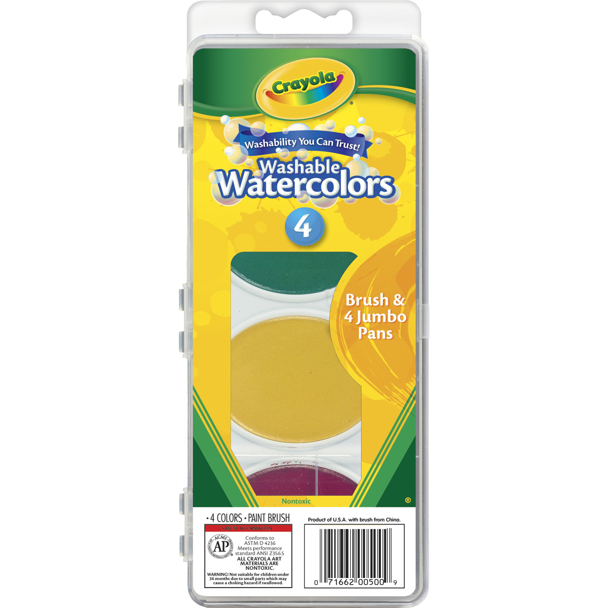 Crayola Paint Watercolors Washable With Paint Brush - 8 Count