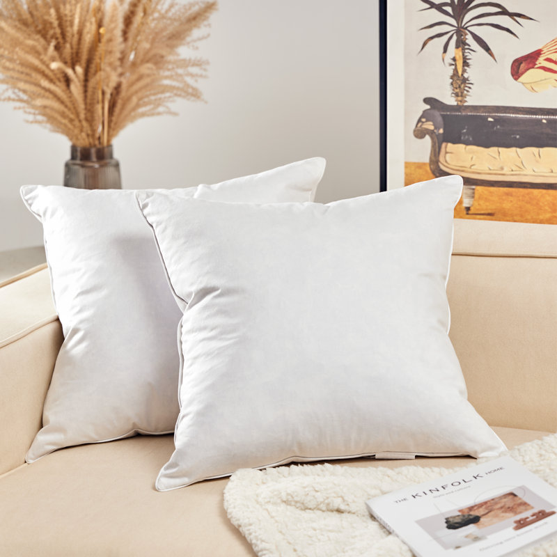 Down Feather Square Pillow Insert (Set of 2), 16"H x 16"W