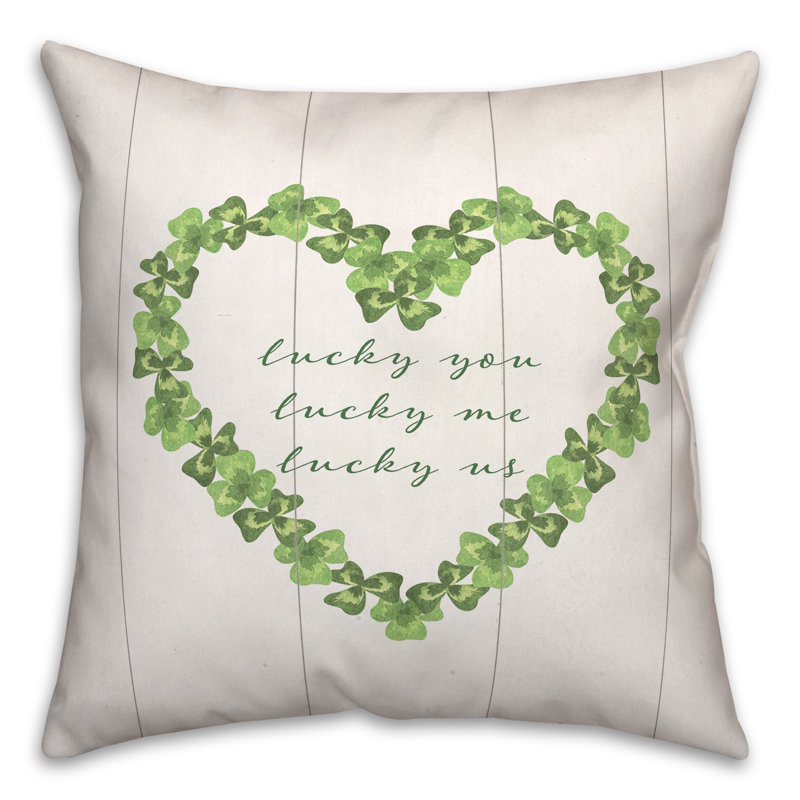 Square Beige and Green Cotton Reversible Throw Pillow