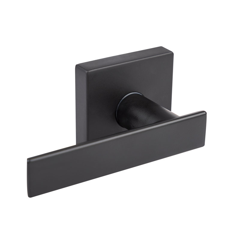 Poignée de porte plate avec rosette carrée, Noir mat