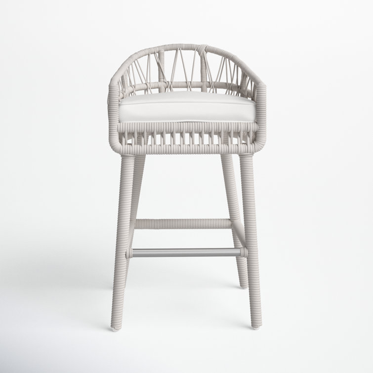 Lucan 39'' Olefin Rope Outdoor Bar Stool with Cushion