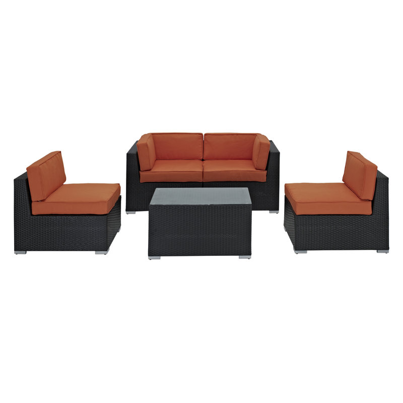 Camfora 4 - Person Patio Conversation Set with Cushions, Orange