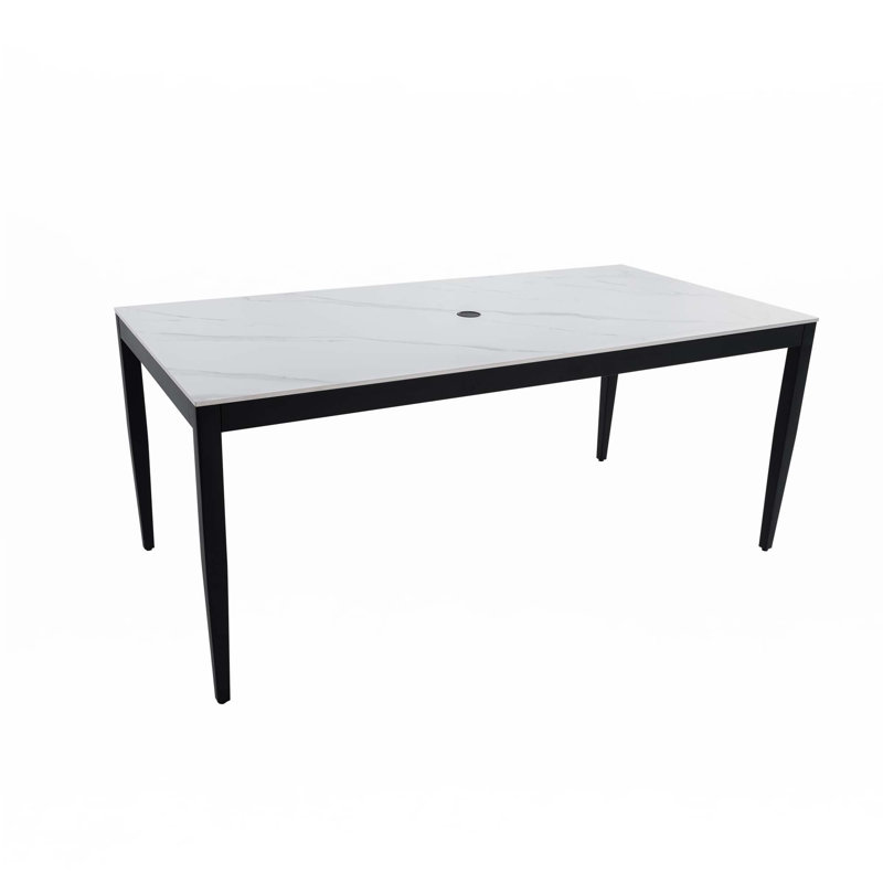 Outdoor Patio 35.5"X71" Aluminum Dining Table, White