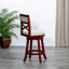 Tabouret pivotant à dossier en X de 24 po de hauteur comptoir, finition cerisier, siège en tissu beige-1290059391-1290059389