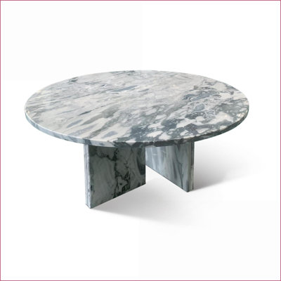 Blue Gray Natural Marble Coffee Table Set, 2-Piece Versatile Layered Design for Living Room, Unique Stone Character