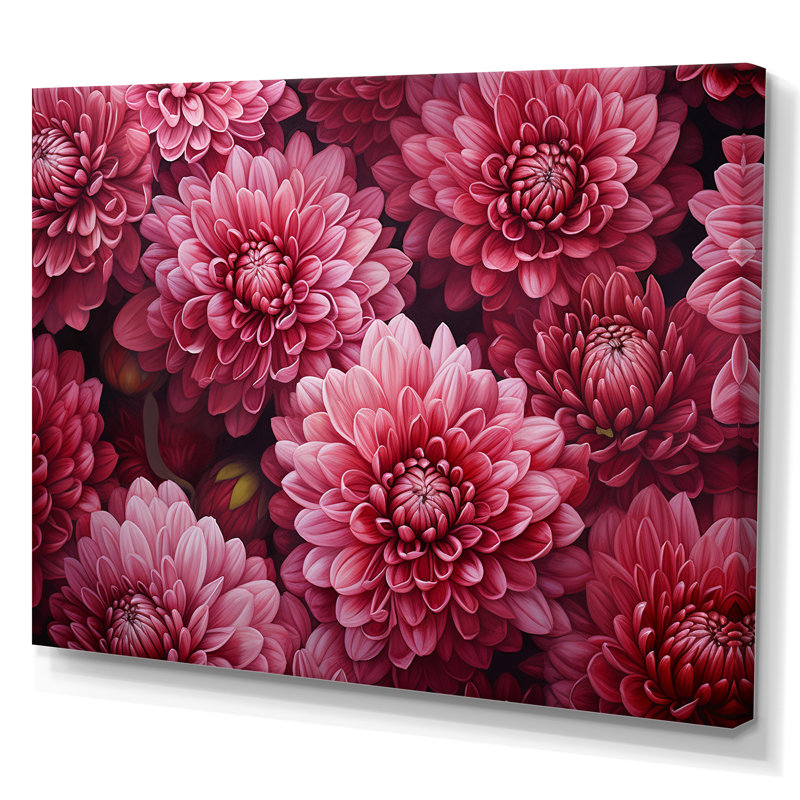 " Mums Musing Mellow Maroon ", 30" H x 40" W x 1.5" D, Wrapped Canvas