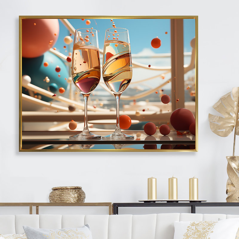 Bulles de rêves sur toile, Cadre flottant doré, H 24 po x l 32 po x P 1 po