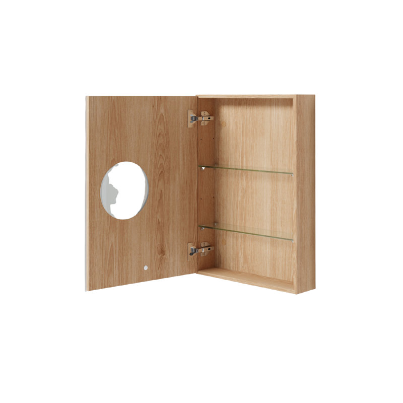 17'' W Mirrored Medicine Cabinet, Natural Oak