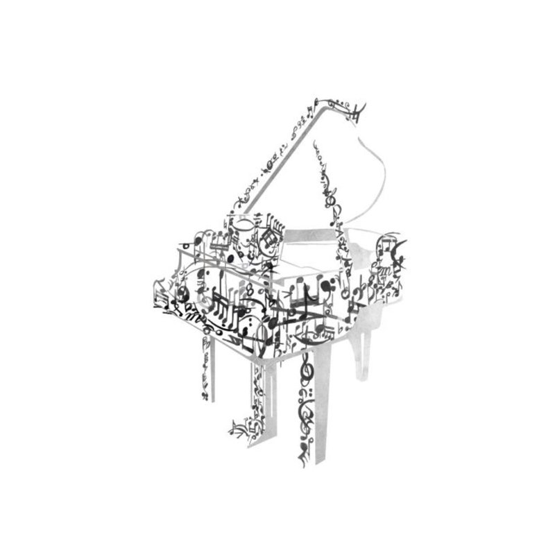 Piano Print by Fern Cassidy, Gilded Silver, 60" H x 40" W