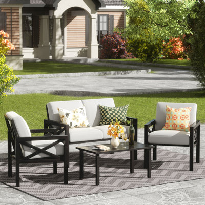 Myrtlene 4 - Person Patio Conversation Set with Cushions