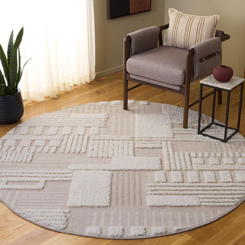 Tapis beige / ivoire Trends 126, Rond 6 pi 7 po