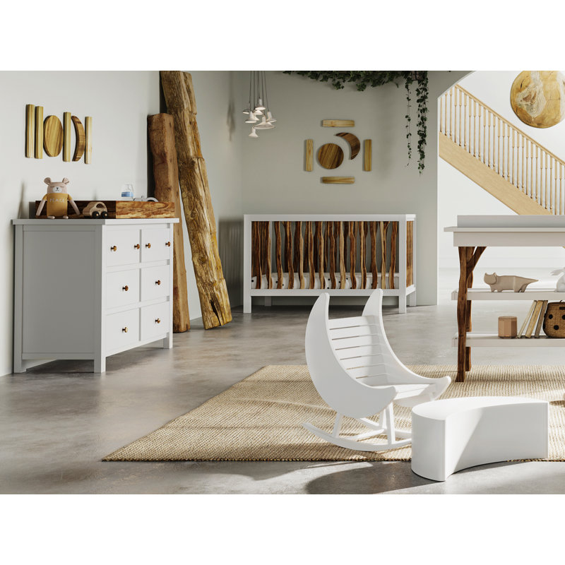 Milk Street Baby Branch Double Dresser (Snow with Acacia Knobs)