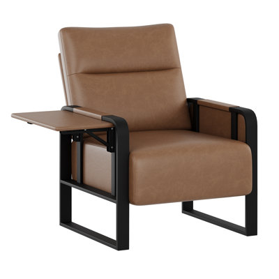 Whole Metal Frame Upholstered Accent Chair With Side Tray Table