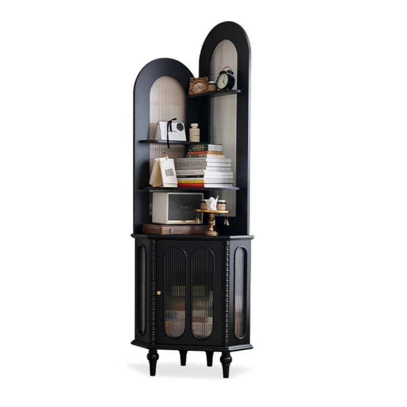 Armoire de coin en bois massif brun noisette