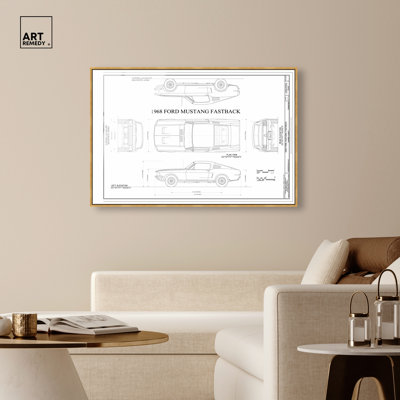 Mustang Fastback Framed Acrylic Print Cars Wall Decor by Art Remedy, Black Frame, 45 x 30