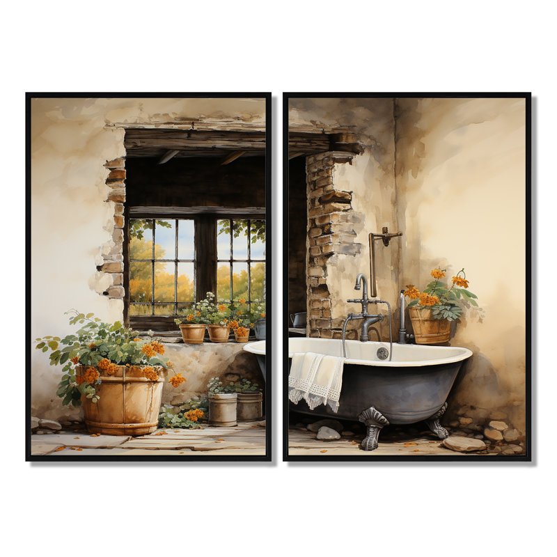 Blanchisserie rustique I - Illustration, impressions sur toile, Noir, H 36 po x l 48 po